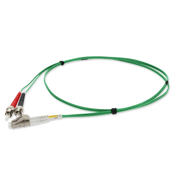 1m ST (Male) to LC (Male) Green OM1 Duplex Fiber OFNR (Riser-Rated) Patch Cable