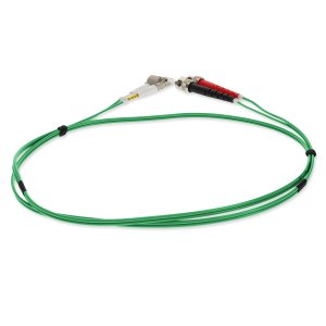 1m ST (Male) to LC (Male) Green OM1 Duplex Fiber OFNR (Riser-Rated) Patch Cable