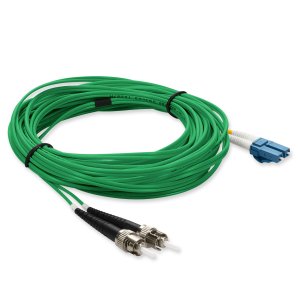 1m LC (Male) to ST (Male) Green OS2 Duplex Fiber OFNR (Riser-Rated) TAA Compliant Fiber Patch Cable