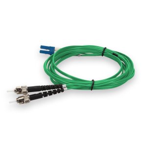 1m LC (Male) to ST (Male) Green OS2 Duplex Fiber OFNP (Plenum-Rated) TAA Compliant Fiber Patch Cable