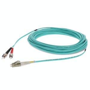 20m ST (Male) to LC (Male) Aqua OM4 Duplex Fiber TAA Compliant OFNR (Riser-Rated) Patch Cable