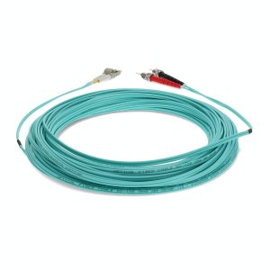 20m ST (Male) to LC (Male) Aqua OM4 Duplex Fiber TAA Compliant OFNR (Riser-Rated) Patch Cable