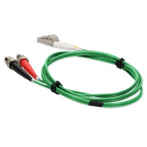 2m LC (Male) to ST (Male) Green OM4 Duplex Fiber OFNR (Riser-Rated) TAA Compliant Fiber Patch Cable