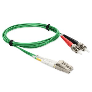 2m LC (Male) to ST (Male) Green OM4 Duplex Fiber OFNR (Riser-Rated) TAA Compliant Fiber Patch Cable