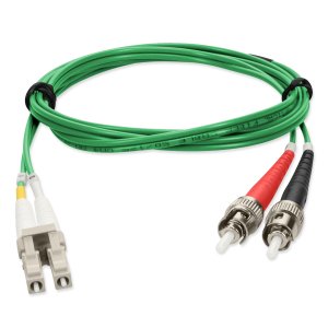 2m LC (Male) to ST (Male) Green OM4 Duplex Fiber OFNR (Riser-Rated) TAA Compliant Fiber Patch Cable