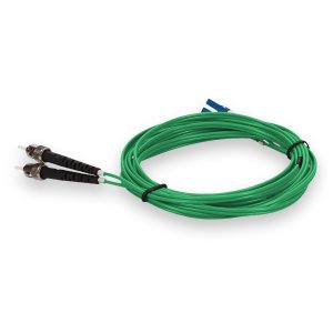 2m LC (Male) to ST (Male) Green OS2 Duplex Fiber OFNP (Plenum-Rated) TAA Compliant Fiber Patch Cable