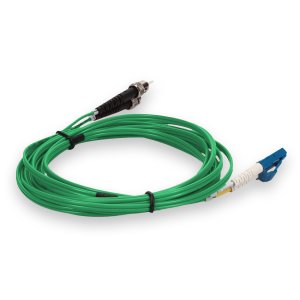 2m LC (Male) to ST (Male) Green OS2 Duplex Fiber OFNP (Plenum-Rated) TAA Compliant Fiber Patch Cable