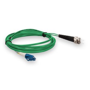 2m LC (Male) to ST (Male) Green OS2 Duplex Fiber OFNP (Plenum-Rated) TAA Compliant Fiber Patch Cable