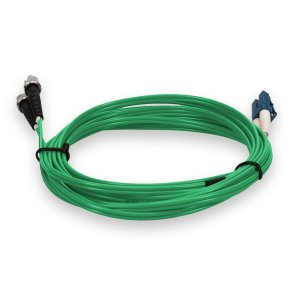 3m LC (Male) to ST (Male) Green OS2 Duplex Fiber OFNP (Plenum-Rated) TAA Compliant Fiber Patch Cable