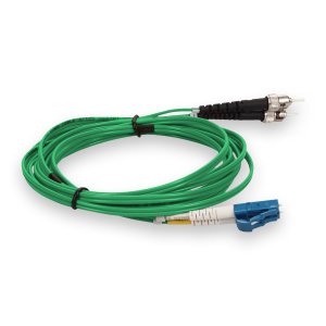 3m LC (Male) to ST (Male) Green OS2 Duplex Fiber OFNP (Plenum-Rated) TAA Compliant Fiber Patch Cable