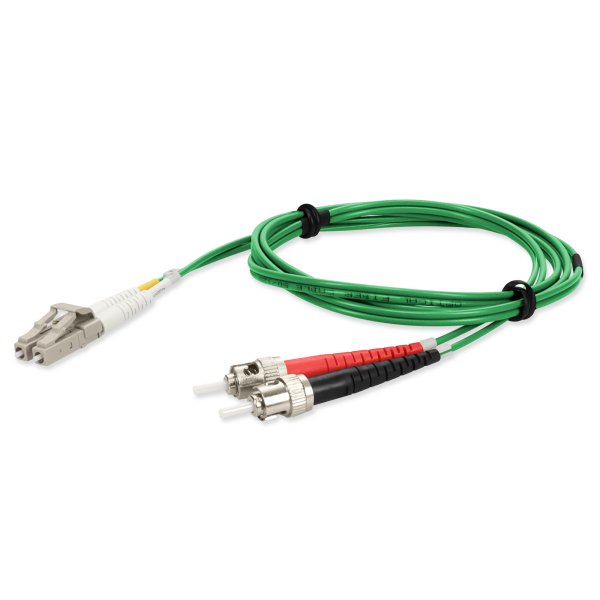 6m LC (Male) to ST (Male) Green OM4 Duplex Fiber OFNR (Riser-Rated) TAA Compliant Fiber Patch Cable