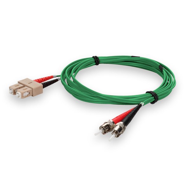 2m ST (Male) to SC (Male) Green OM1 Duplex Fiber OFNR (Riser-Rated) Patch Cable