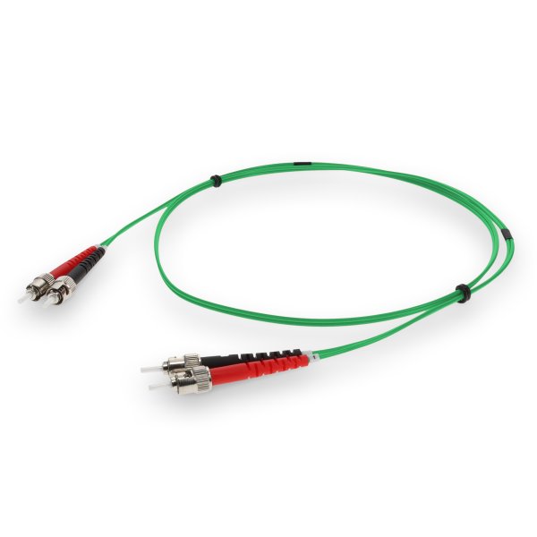 2m ST (Male) to ST (Male) Green OM1 Duplex Fiber OFNR (Riser-Rated) Patch Cable