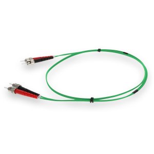 2m ST (Male) to ST (Male) Green OM1 Duplex Fiber OFNR (Riser-Rated) Patch Cable