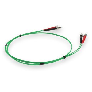 2m ST (Male) to ST (Male) Green OM1 Duplex Fiber OFNR (Riser-Rated) Patch Cable