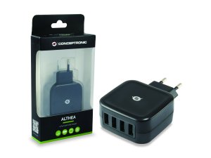 Conceptronic ALTHEA04B mobile device charger Universal Black AC Indoor