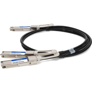 Compatible TAA Compliant 200GBase-CU QSFP-DD 200G to 2xQSFP28 100G NRZ Direct Attach Cable (Passive Twinax, 2.5m)