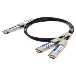 Compatible TAA Compliant 200GBase-CU QSFP-DD 200G to 2xQSFP28 100G NRZ Direct Attach Cable (Passive Twinax, 2.5m)