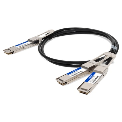 Compatible TAA Compliant 400GBase-CU QSFP-DD 400G to 2xQSFP56 200G PAM-4 Direct Attach Cable (Passive Twinax, 2.5m)