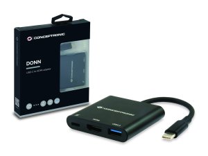 Conceptronic DONN01B laptop dock/port replicator USB 3.2 Gen 1 (3.1 Gen 1) Type-C Black