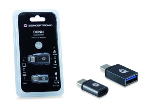 Conceptronic DONN04G USB-C to USB A/MicroB OTG Adapter 2-Pack, 10Gbps (C-A), 480Mbps (C-MicroUSB)