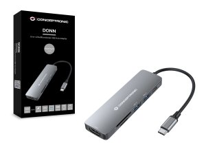 Conceptronic DONN 6-in-1 Multifunctional USB Hub Adapter, HDMI, USB-C PD, 1 x USB 3.0, 1 x USB 2.0, SD/TF Card Readers