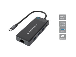 Conceptronic DONN14G laptop dock/port replicator Wired USB 3.2 Gen 1 (3.1 Gen 1) Type-C Grey