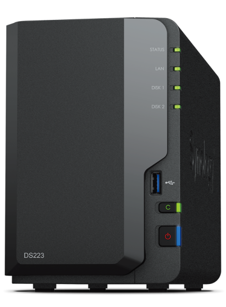 Synology DS223 12TB (Synology HAT3300) 2 bay desktop NAS; AMD Ryzen