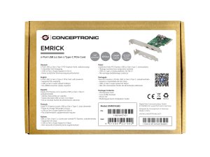 Conceptronic EMRICK 2-Port USB 3.2 Gen 2 Type-C PCIe Card, self-powered