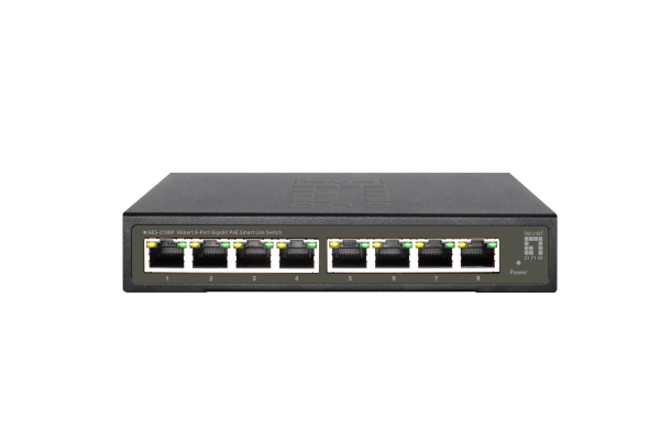 LevelOne Hilbert 8-Port Gigabit PoE Smart Lite Switch, 802.3at/af PoE, 8 PoE Outputs, 112.8W PoE Power Budget