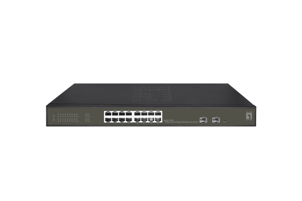 LevelOne Hilbert 18-Port Gigabit PoE Smart Lite Switch, 16 PoE Outputs, 2 x Gigabit SFP, 802.3at/af PoE, 230W PoE Power Budget