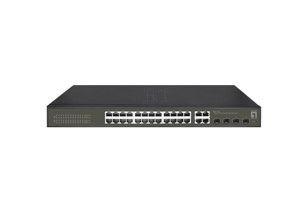 LevelOne Hilbert 28-Port Gigabit Smart Lite Switch, 24 x Gigabit RJ45, 4 x Gigabit SFP/RJ45 Combo