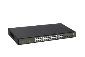 LevelOne Hilbert 28-Port Gigabit Smart Lite Switch, 24 x Gigabit RJ45, 4 x Gigabit SFP/RJ45 Combo