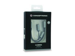 Conceptronic HUBBIES USB 3.1 Type-C to 1-Port USB 3.0 + 2-Port USB 2.0 Cable Hub, grey