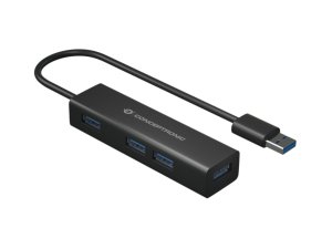 Conceptronic 4-Port USB 3.0 Aluminum Hub with USB-C to USB-A Adapter