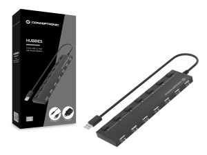 Conceptronic HUBBIES 7-Port USB 2.0 Hub with Power Adapter