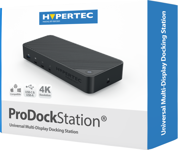 Hypertec ProDock Station - Universal USB-C & USB-A Triple Display Desktop Docking Station with HDMI and DisplayPort USB 3.0 Gigabit Ethernet 100W Power Delivery