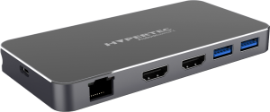 Hypertec ProDockEssential X1 - Universal USB-C Dock with Dual HDMI (Mirror and Extension) USB 3.0 Gigabit Ethernet 100W Power Delivery