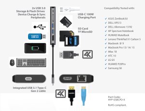 Hypertec ProDock Extreme - Universal USB-C to 4K HDMI, 4K DisplayPort Dual Screen