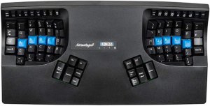 Kinesis Advantage2 Quiet LF Keyboard - Contoured Ergonomic UK Layout Keyboard Equipped with Cherry MX Quiet Red Mechanical Key Switches and the SmartSet Programming Engine - Black