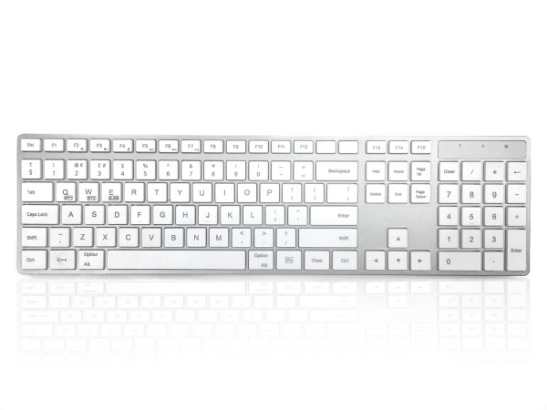 Accuratus KYBAC301-BTMAC keyboard Universal RF Wireless + Bluetooth QWERTY UK English Silver, White