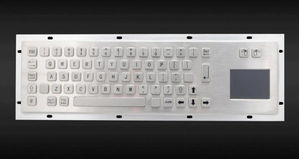 A Ceratech product IP65 rated USB hole mount full size stainless steel keyboard with Touchpad. Supplied by Hypertec.