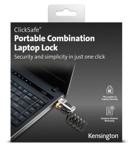 ClickSafe Portable Combination Laptop Lock, Black/Silver