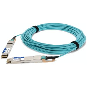 MSA and TAA Compliant 400GBase-AOC QSFP-DD to QSFP-DD Active Optical Cable (850nm, MMF, 30m)