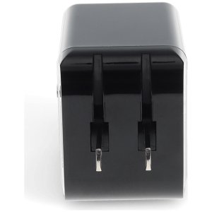 Wall Plug to USB 3.1 Type (C) 5V at 3A, 9V at 2A, or 12V at 1.5A 18W total for US Black