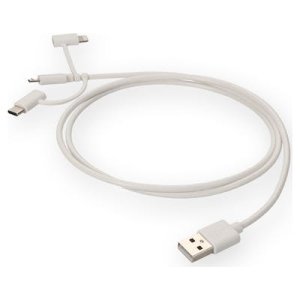 AddOn Networks USB2LGTCM1MW USB cable USB 2.0 1 m USB A USB C/Micro-USB B/Lightning White