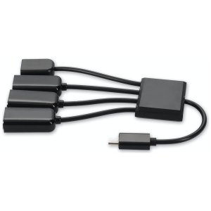 8in Micro-USB 2.0 (B) Male to USB 2.0 (A) Female Black Hub