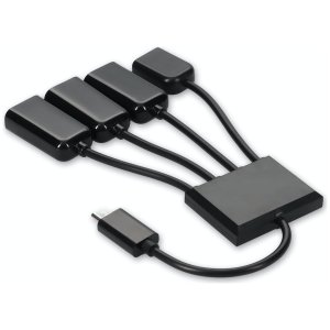 8in Micro-USB 2.0 (B) Male to USB 2.0 (A) Female Black Hub