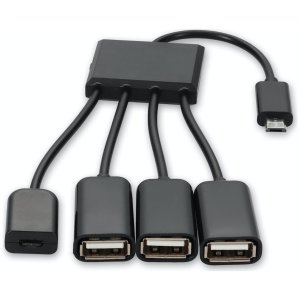 8in Micro-USB 2.0 (B) Male to USB 2.0 (A) Female Black Hub