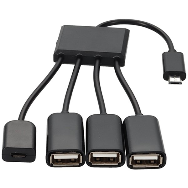 AddOn Networks 8in Micro-USB 2.0 (B) Male to USB 2.0 (A) Female Black Hub